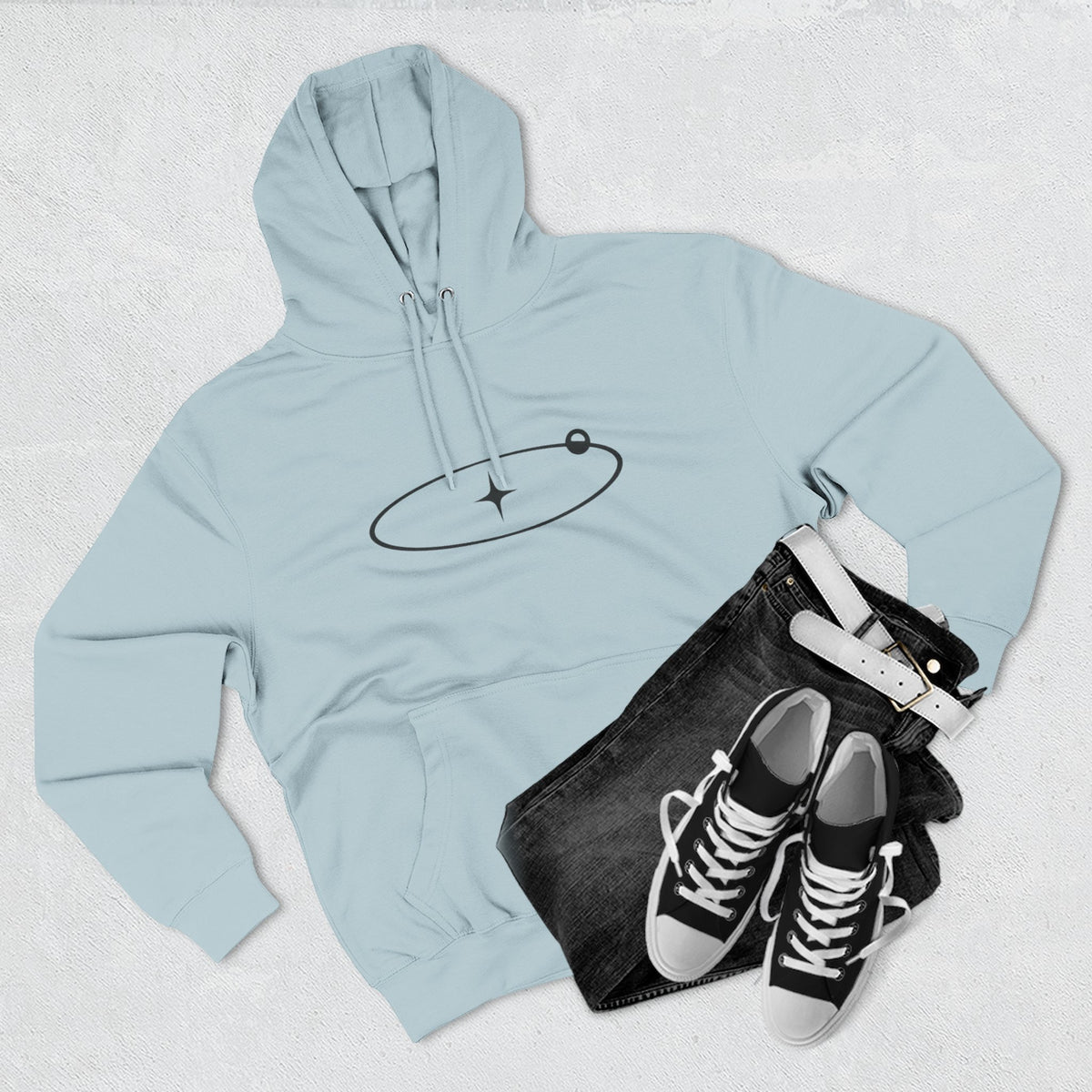 Minimal Orbit Hoodie — Simple Space Graphic Pullover