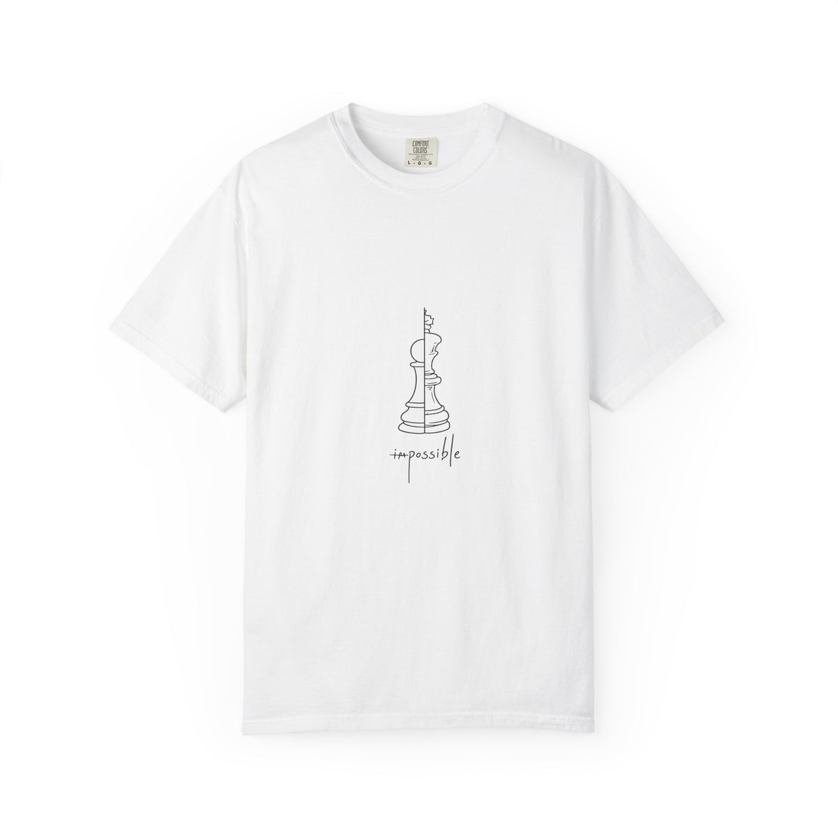 Chess Pawn to King T-Shirt — "Impassible" Minimalist Line Art Tee