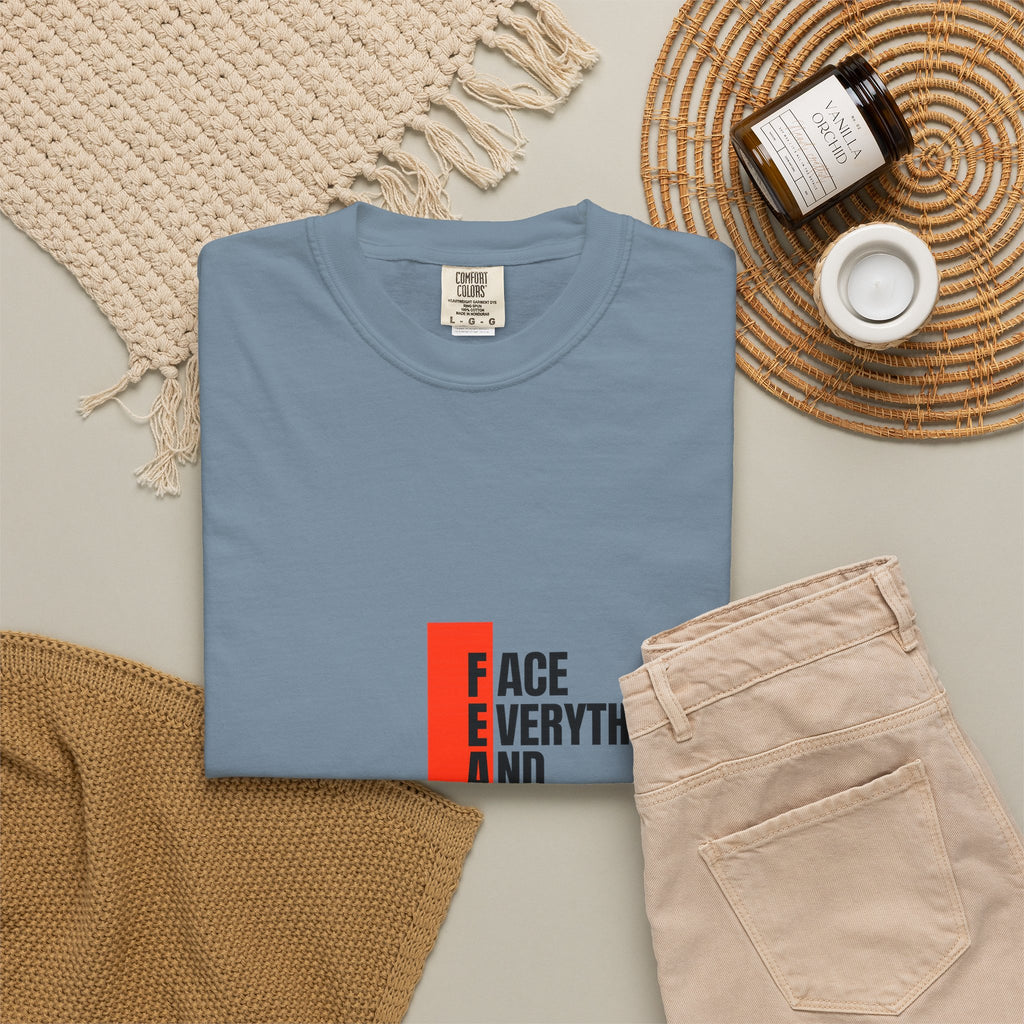 Motivational T-Shirt — "FEAR: Face Everything And Rise" Bold Red Accent