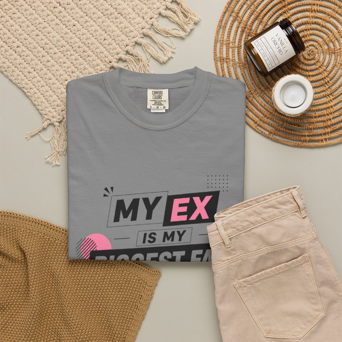 Funny Graphic T-Shirt — "My Ex Is My Biggest Fan" Retro Pink & Black
