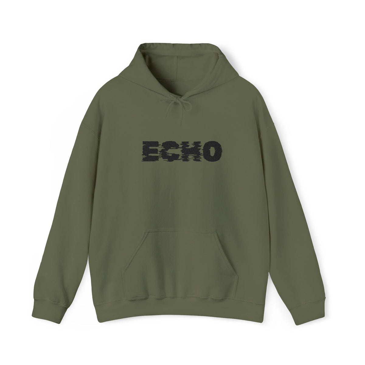 Echo Distressed Logo Hoodie — Retro Grunge Streetwear Pullover
