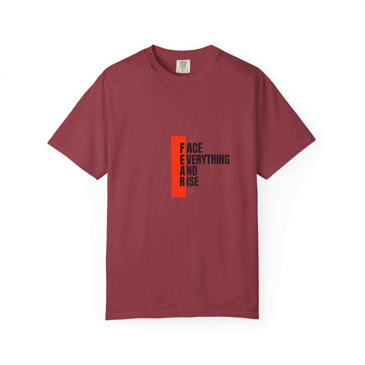 Motivational T-Shirt — "FEAR: Face Everything And Rise" Bold Red Accent