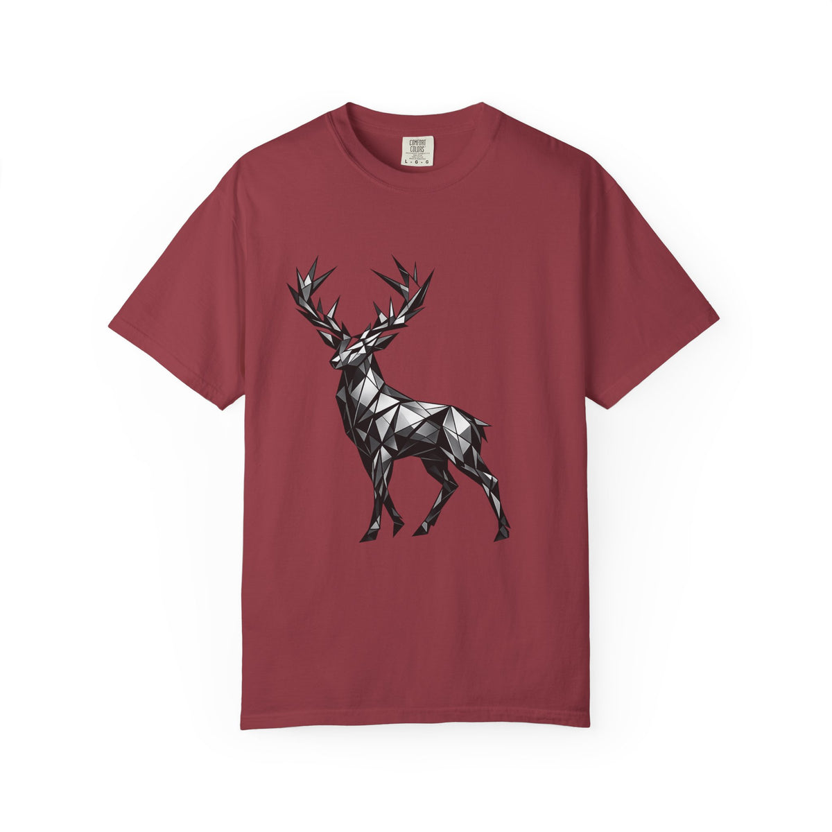 Geometric Stag T-Shirt — Black Polygon Deer Graphic Tee
