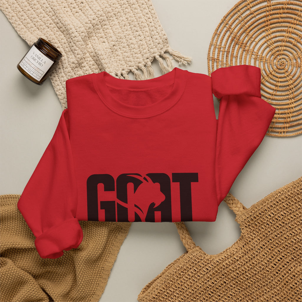 GOAT Graphic Sweatshirt — Athletic "GOAT" Logo Crewneck for Sports Fans