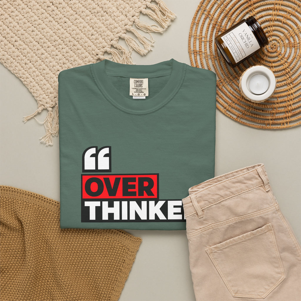 Overthinker Graphic T-Shirt — Bold Red & Black Text Tee