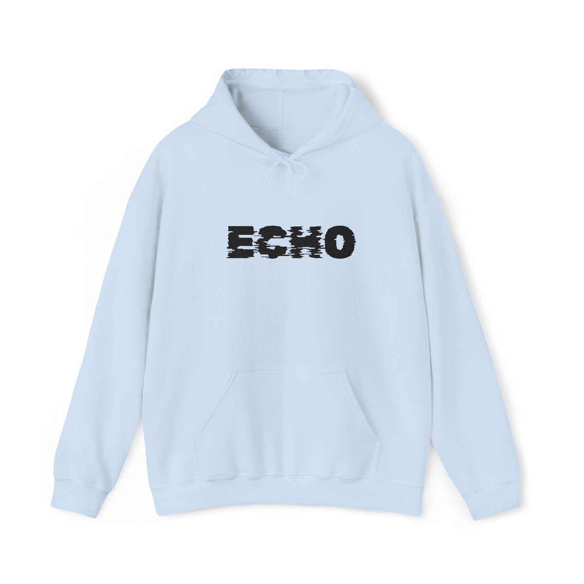 Echo Distressed Logo Hoodie — Retro Grunge Streetwear Pullover