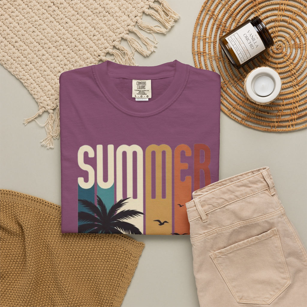 Summer Motorcycle Tee — Retro Palm Tree Beach Graphic T-Shirt
