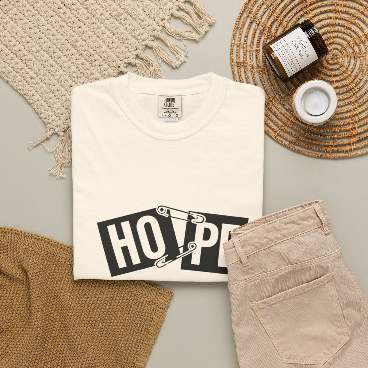 Hope Safety Pin T-Shirt — Graphic 'HOPE' Design