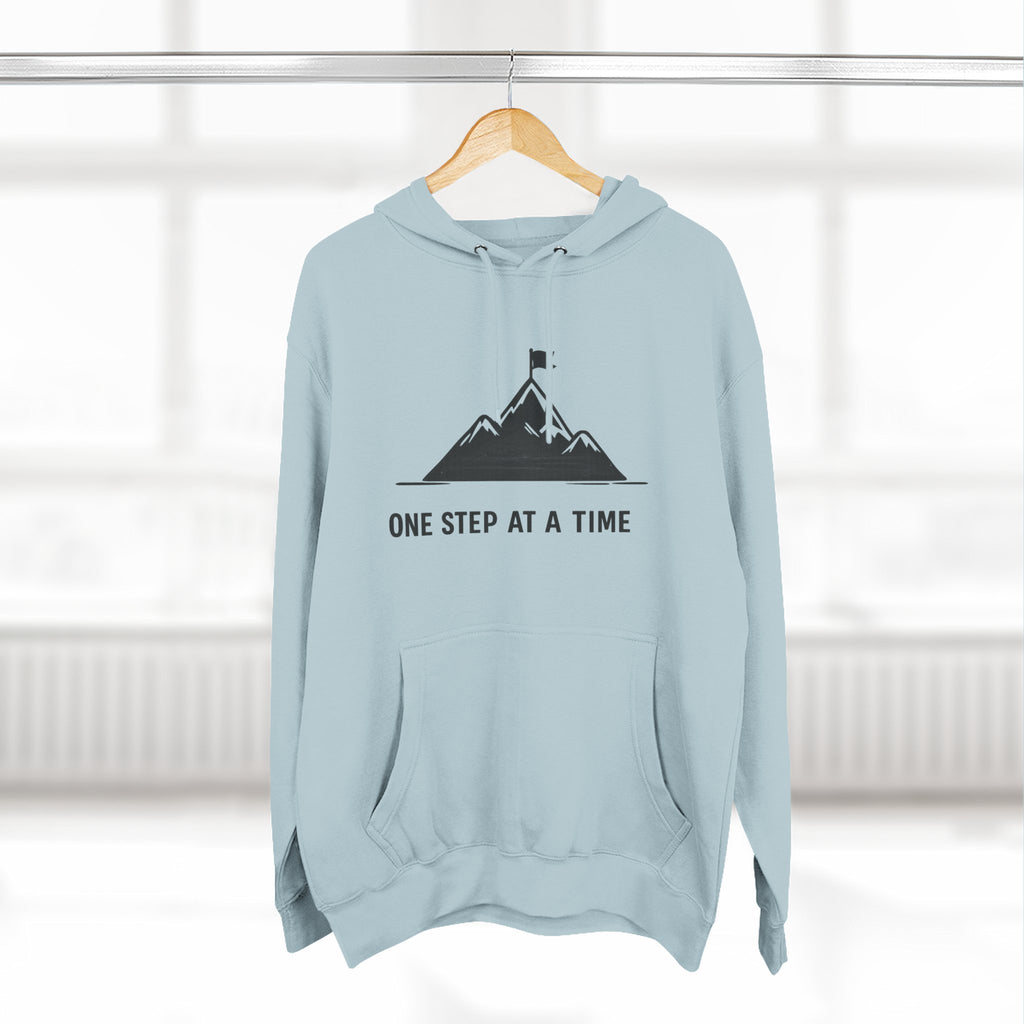 Hoodie - 'One Step at a Time' Mountain Graphic Fleece Hoodie