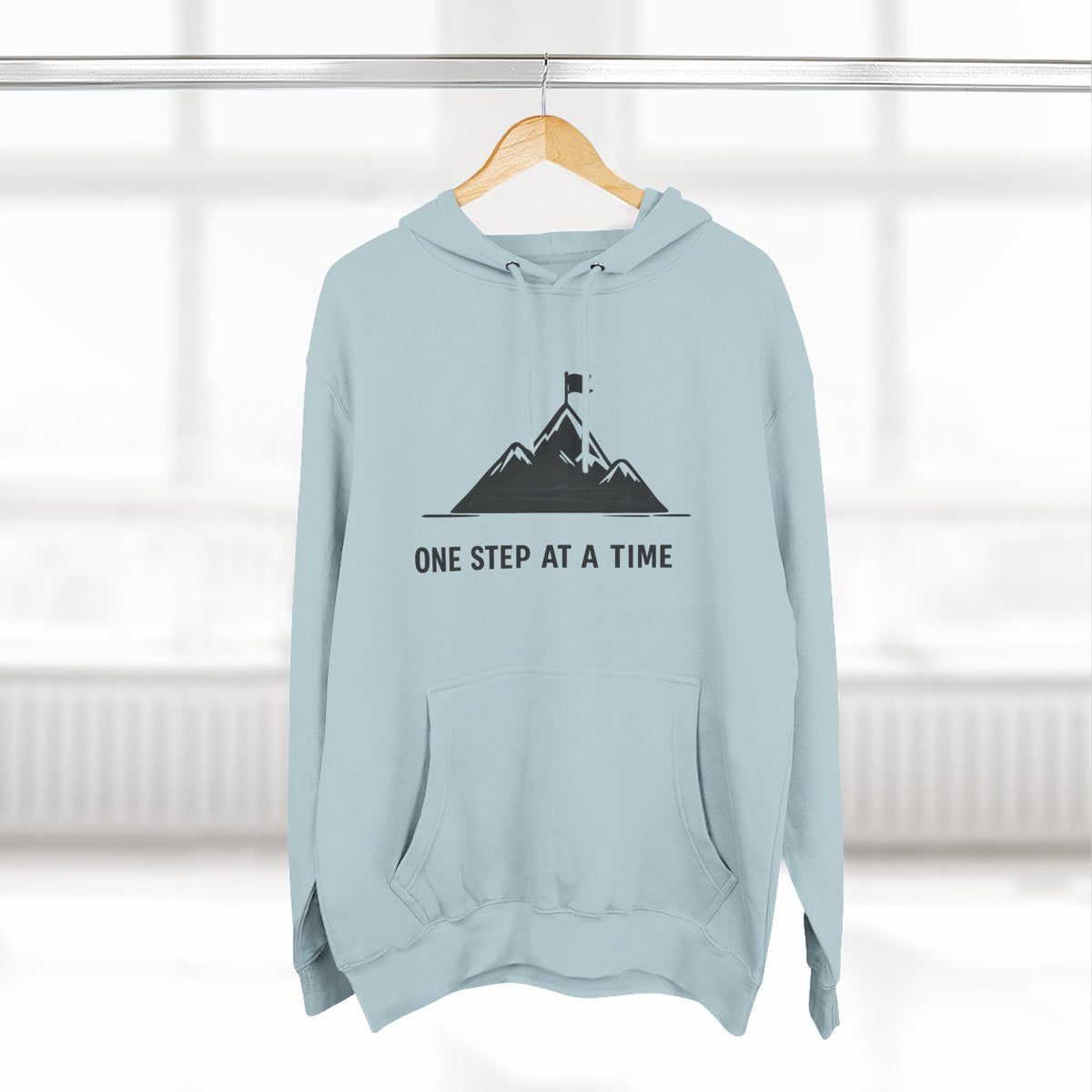 Hoodie - 'One Step at a Time' Mountain Graphic Fleece Hoodie