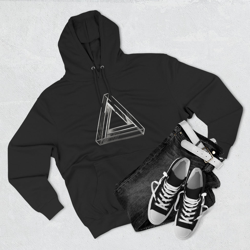 Minimal Geometric Triangle Hoodie — Three-Panel Illusion Design