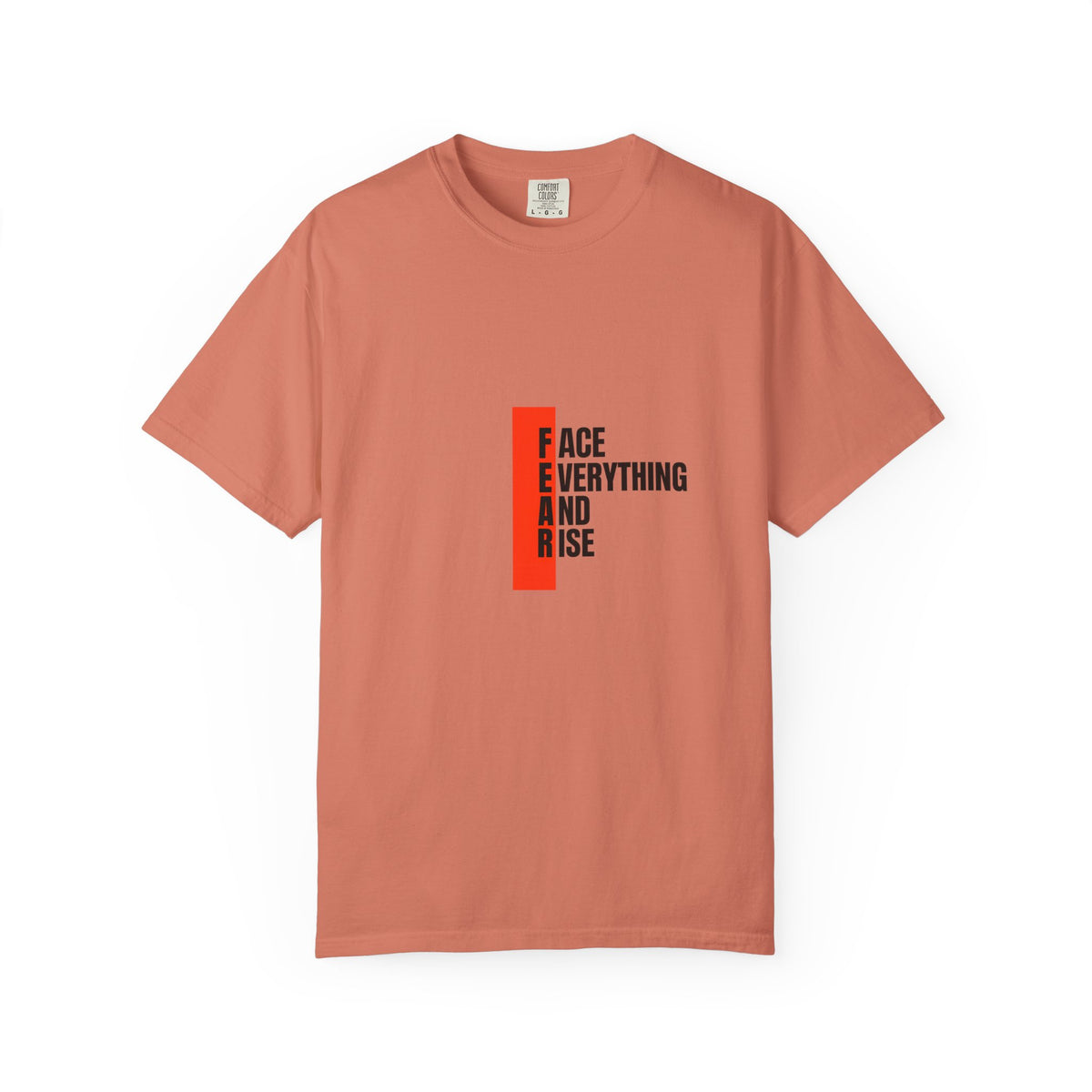 Motivational T-Shirt — "FEAR: Face Everything And Rise" Bold Red Accent