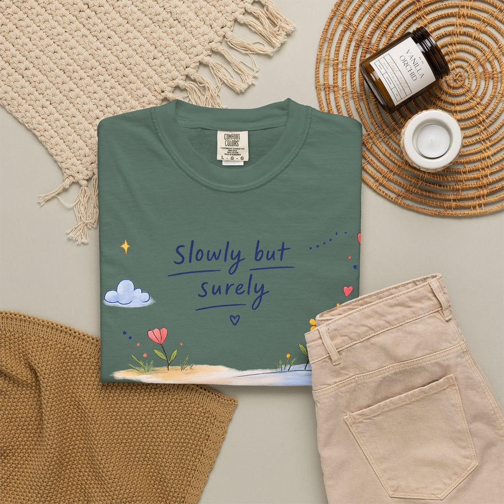 T-Shirt — "Slowly but Surely" Cute Doodle Graphic Tee