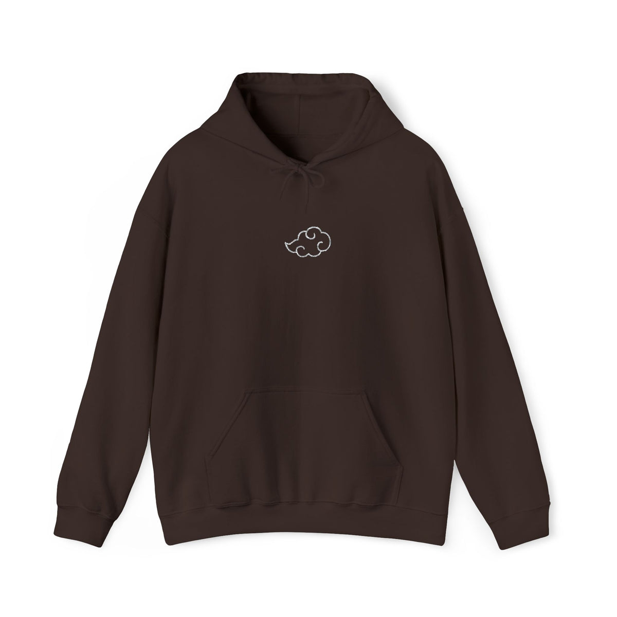 Minimal Cloud Outline Hoodie — Small White Cloud Graphic Embroidered