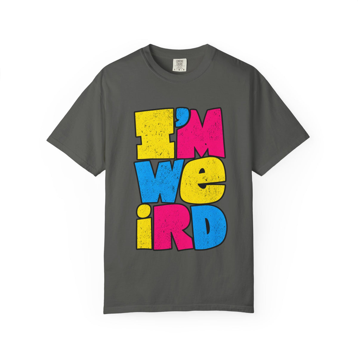 "I'M WEIRD" Colorblock Graphic T-Shirt — Retro Pop Statement Tee