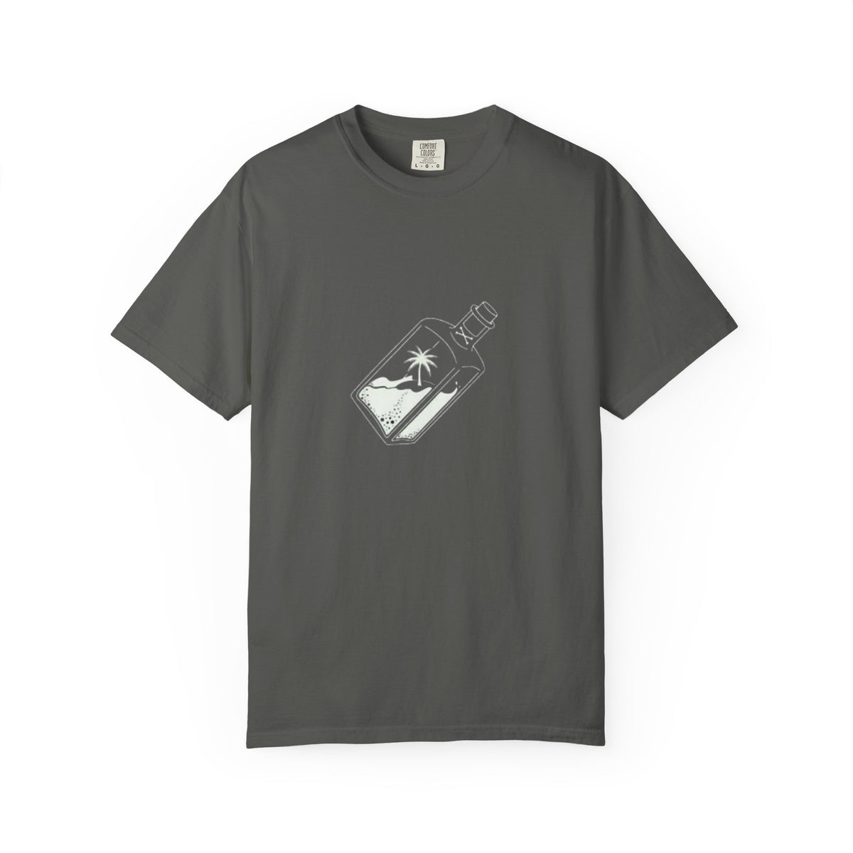 Pocket Island T‑Shirt — Minimal Bottle Isle Graphic Tee