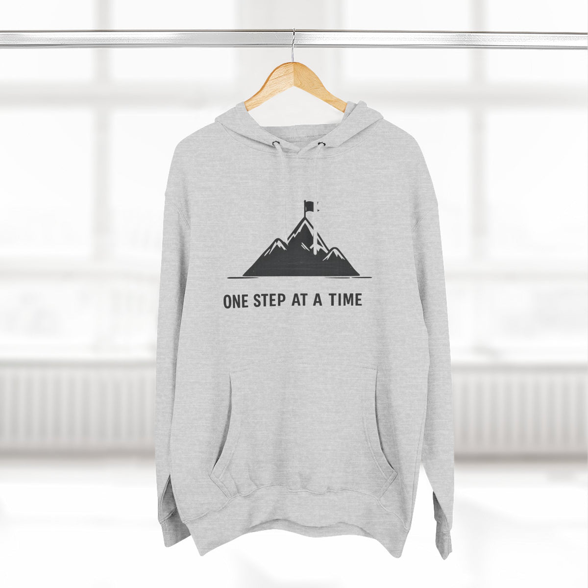 Hoodie - 'One Step at a Time' Mountain Graphic Fleece Hoodie