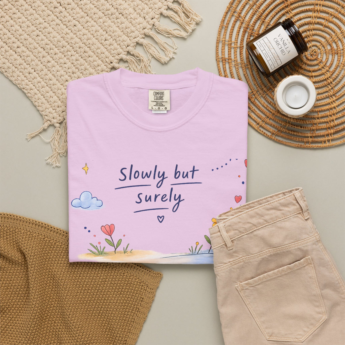 T-Shirt — "Slowly but Surely" Cute Doodle Graphic Tee
