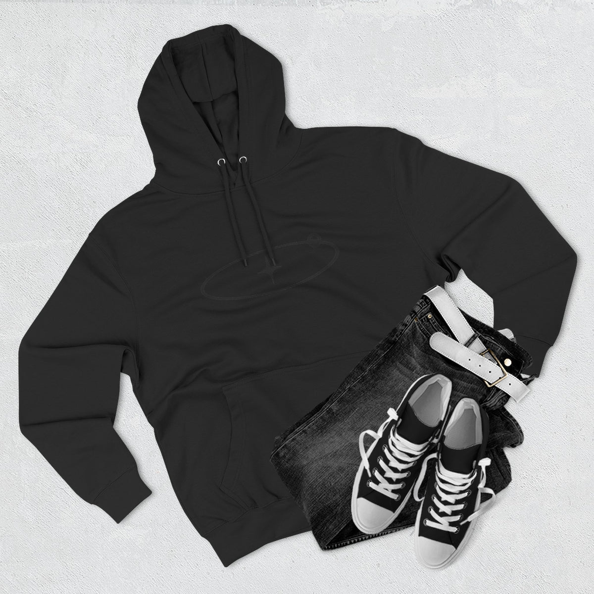 Minimal Orbit Hoodie — Simple Space Graphic Pullover