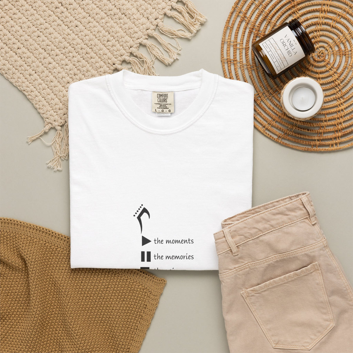 Guitar Silhouette Tee — "Our Moments, Our Memories, Our Music, Our Happiness"