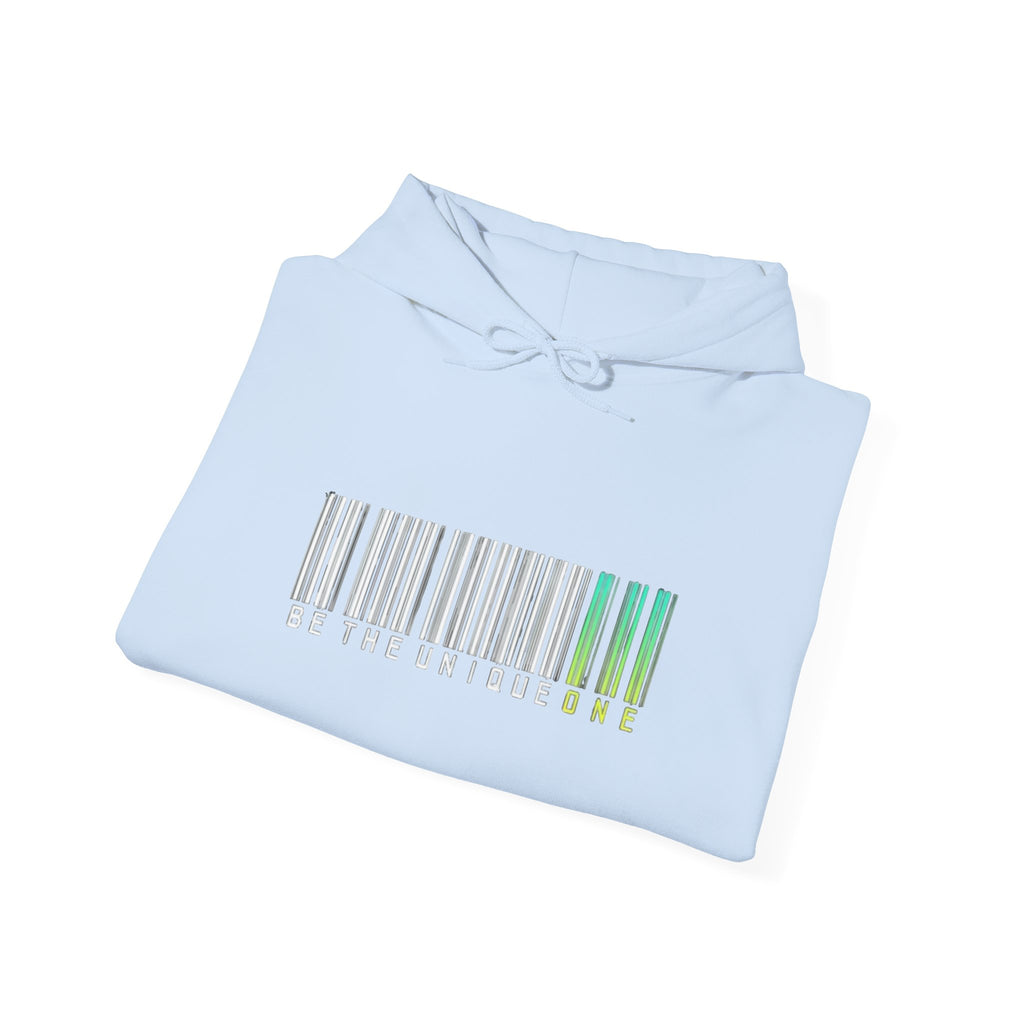 Unique One Barcode Hoodie — "Be the Unique One" Graphic Pullover