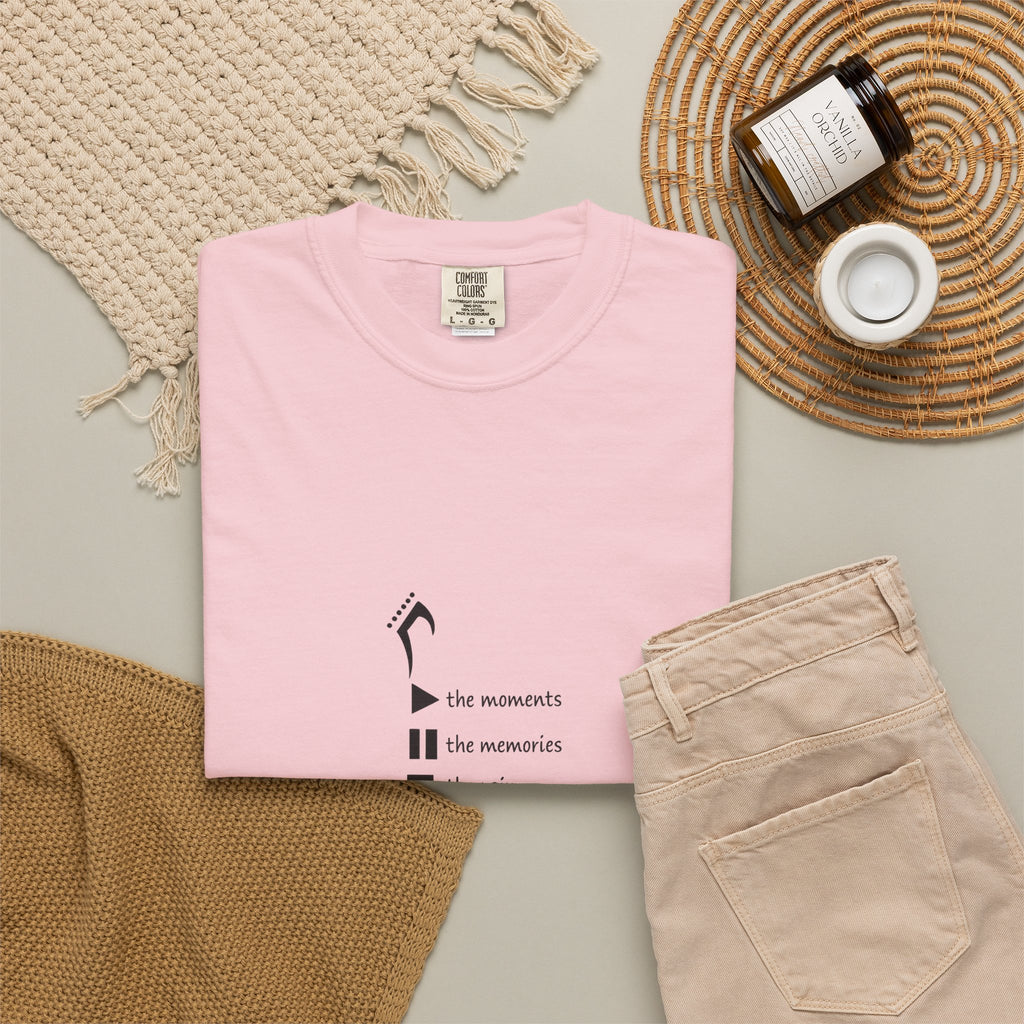 Guitar Silhouette Tee — "Our Moments, Our Memories, Our Music, Our Happiness"