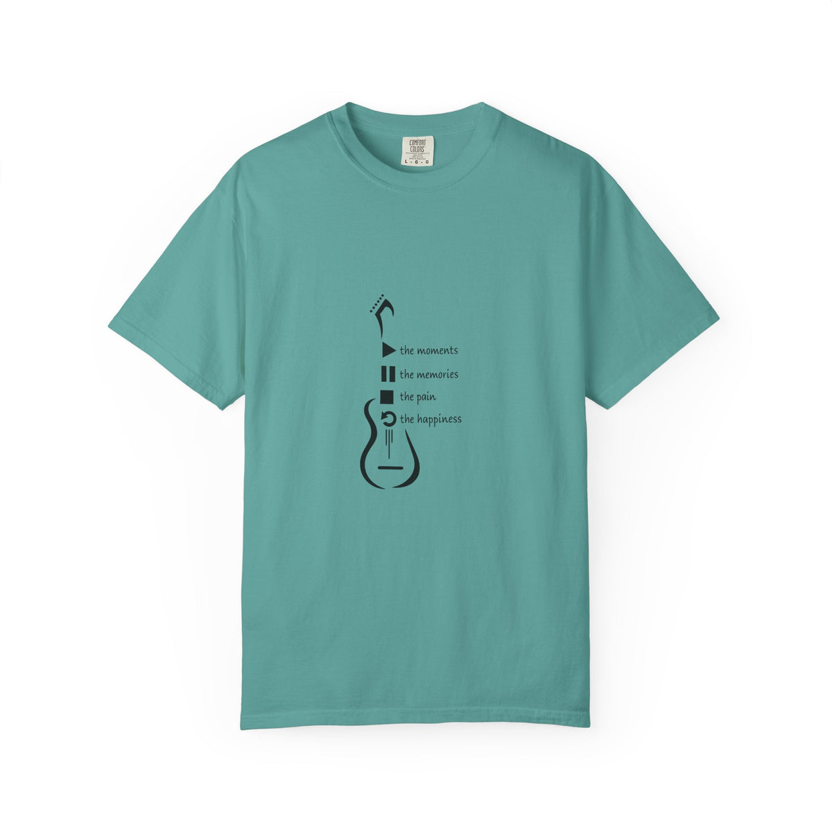 Guitar Silhouette Tee — "Our Moments, Our Memories, Our Music, Our Happiness"