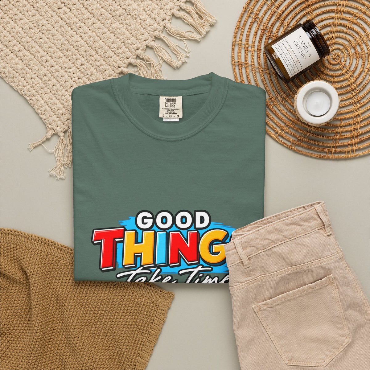 T-Shirt — "Good Things Take Time" Retro Graphic Tee