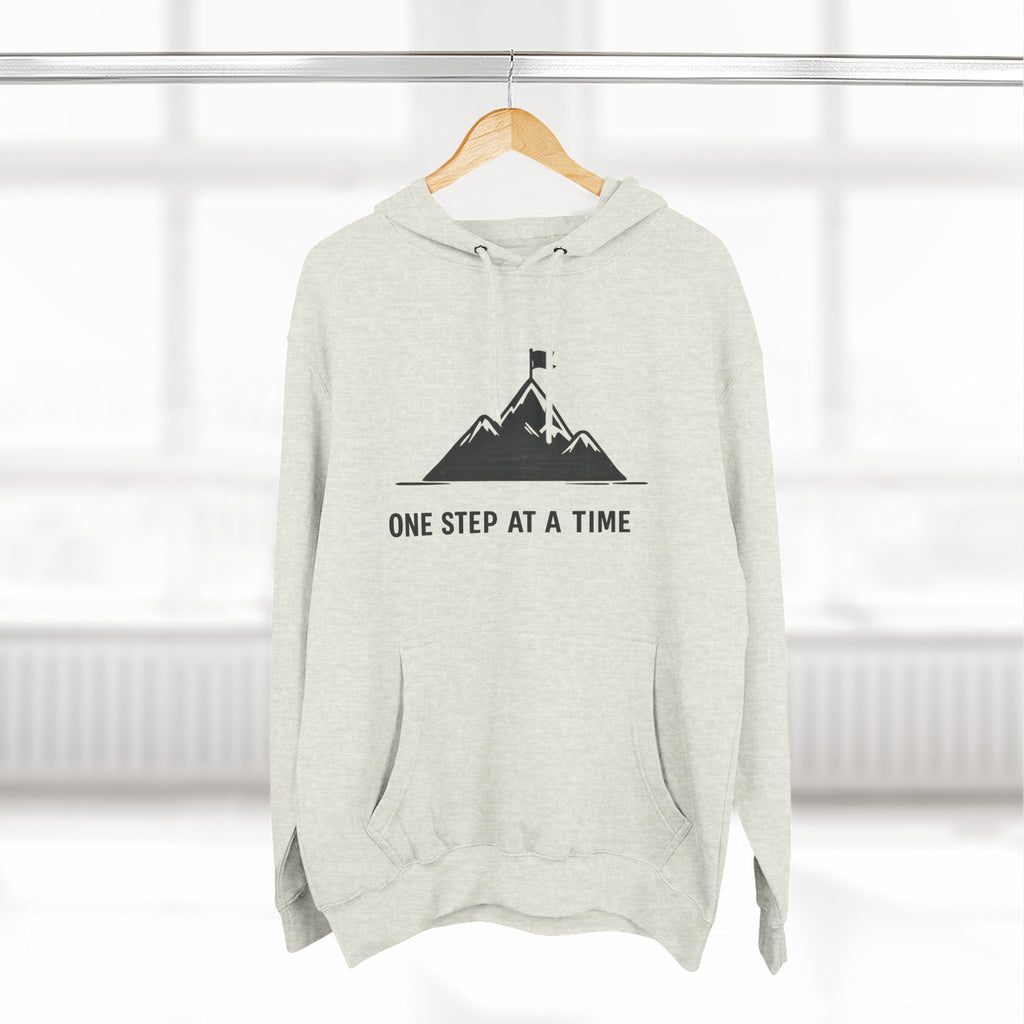 Hoodie - 'One Step at a Time' Mountain Graphic Fleece Hoodie