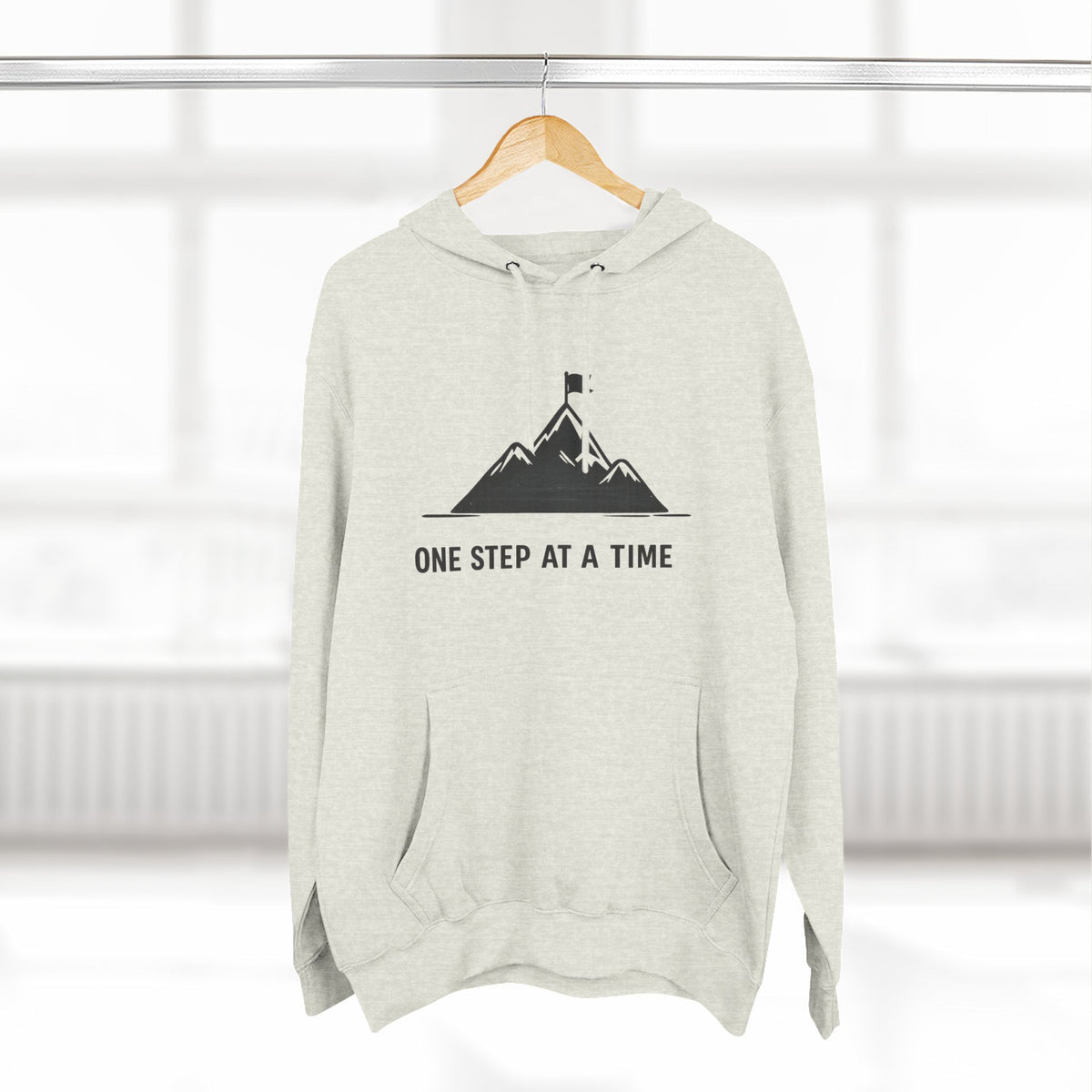 Hoodie - 'One Step at a Time' Mountain Graphic Fleece Hoodie