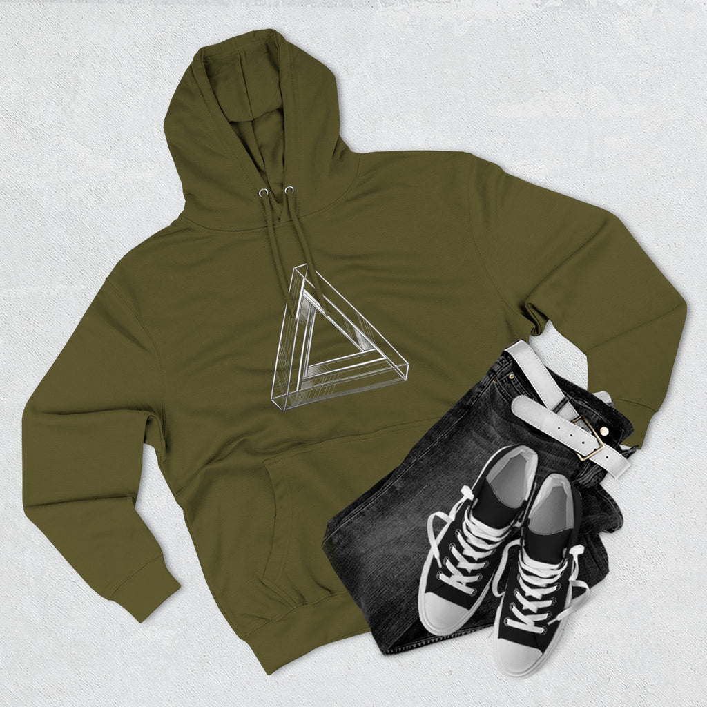 Minimal Geometric Triangle Hoodie — Three-Panel Illusion Design