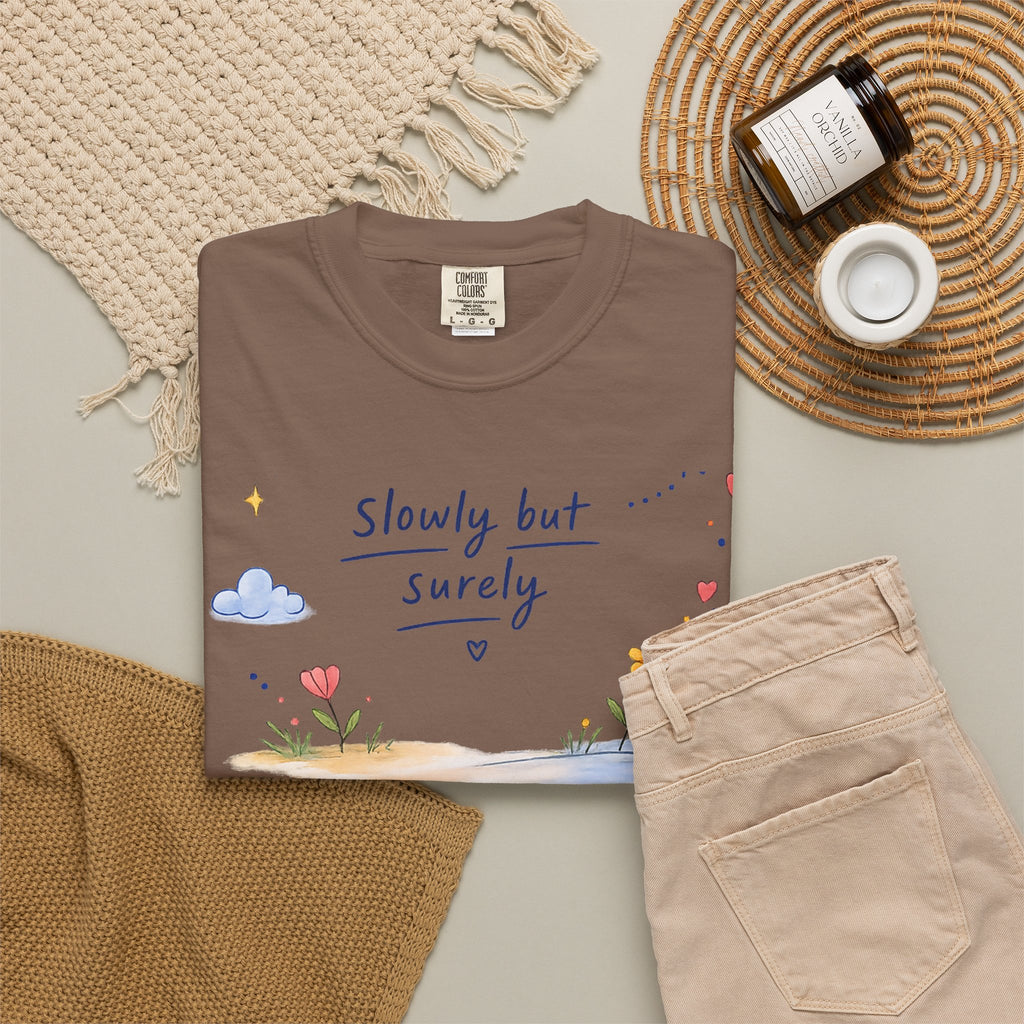 T-Shirt — "Slowly but Surely" Cute Doodle Graphic Tee