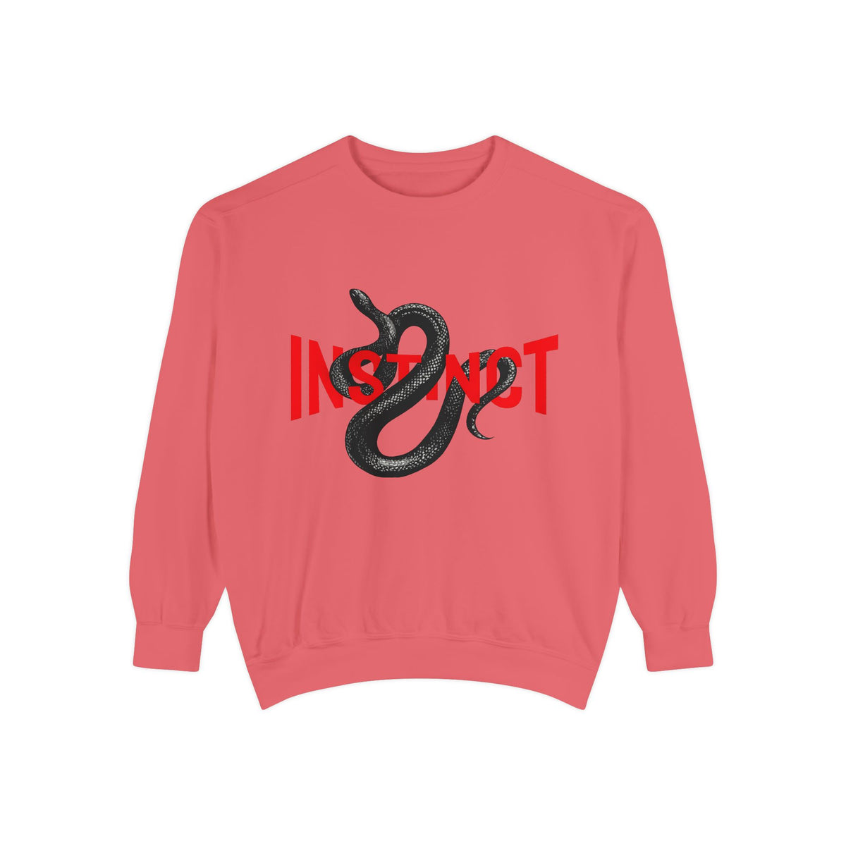 Instinct Snake Sweatshirt — Graphic Crewneck with Bold Red Text
