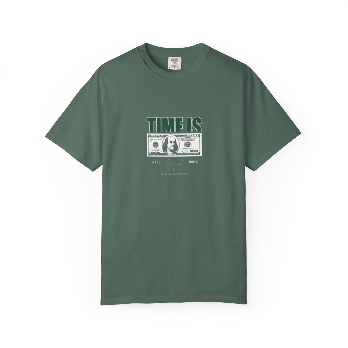 Money Vibe T-Shirt — "TIME IS" Graphic Dollar Bill Tee