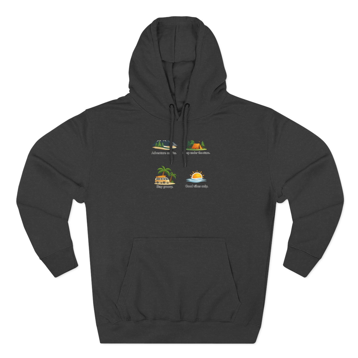 Camping Hoodie — "Sleep Under the Stars" Tent & Moon Graphic