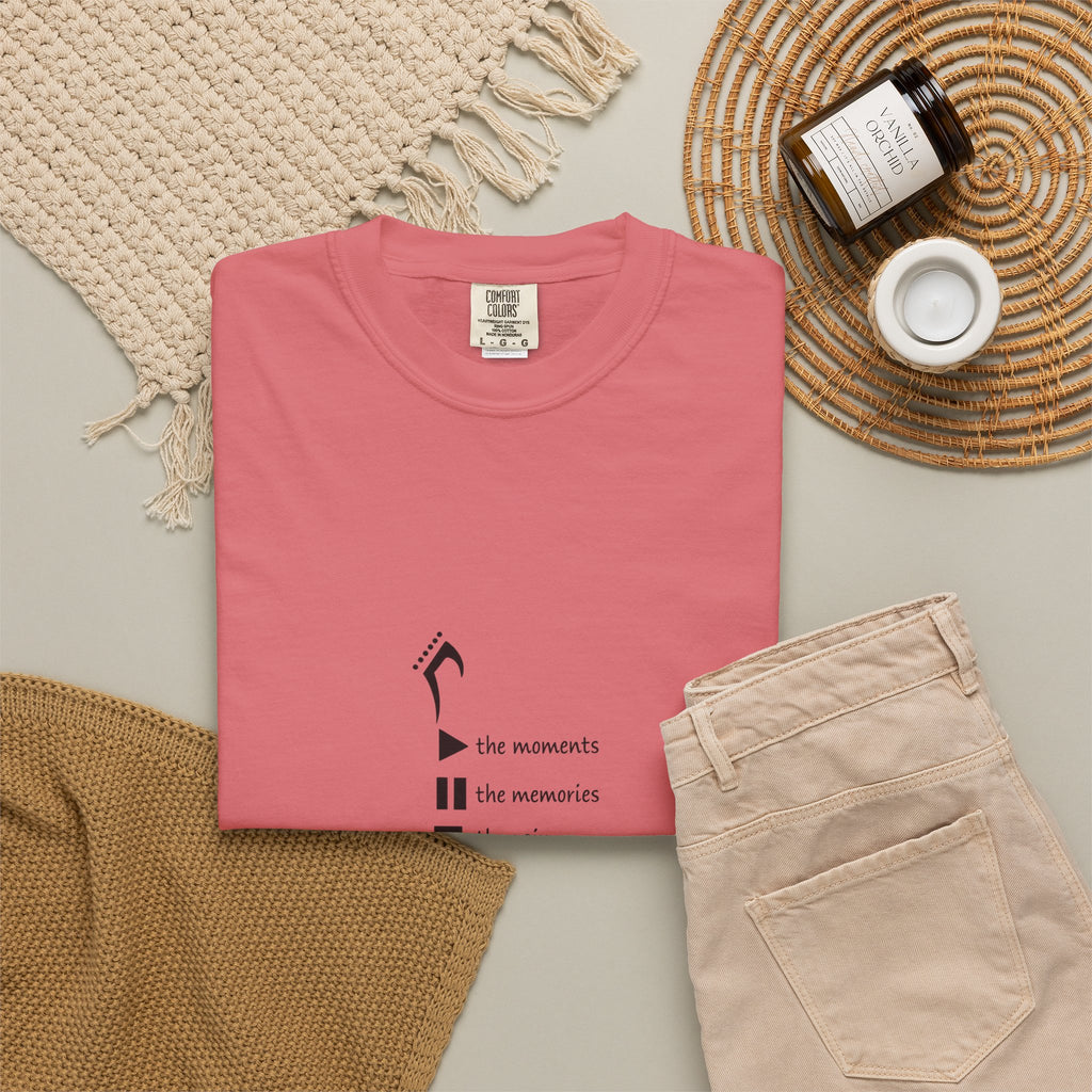 Guitar Silhouette Tee — "Our Moments, Our Memories, Our Music, Our Happiness"