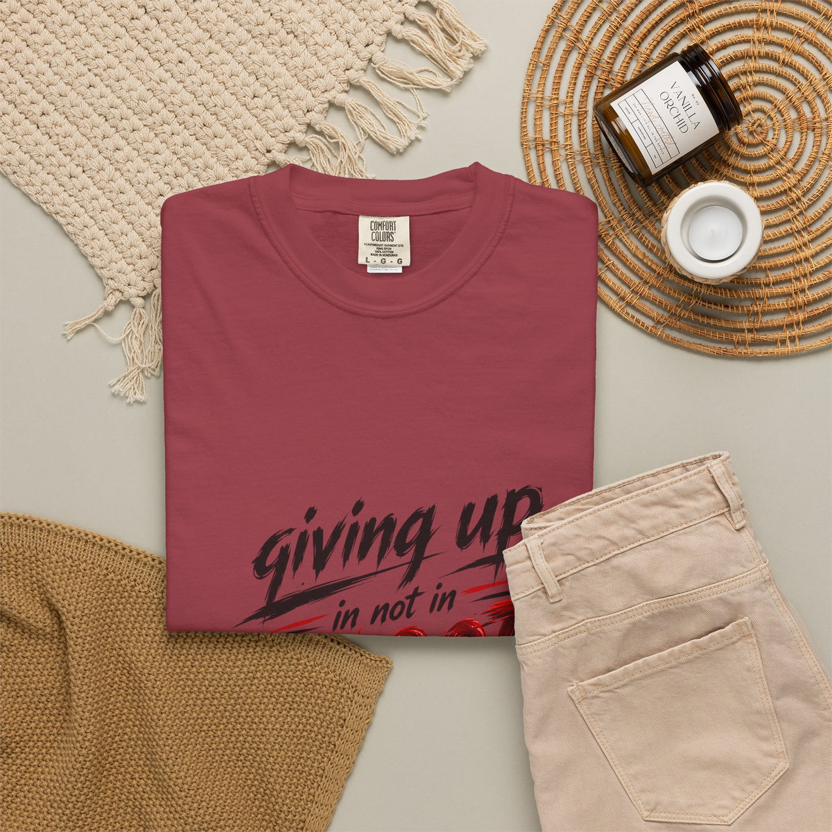 Giving Up in Not in Blood T‑Shirt — Motivational Graphic Tee