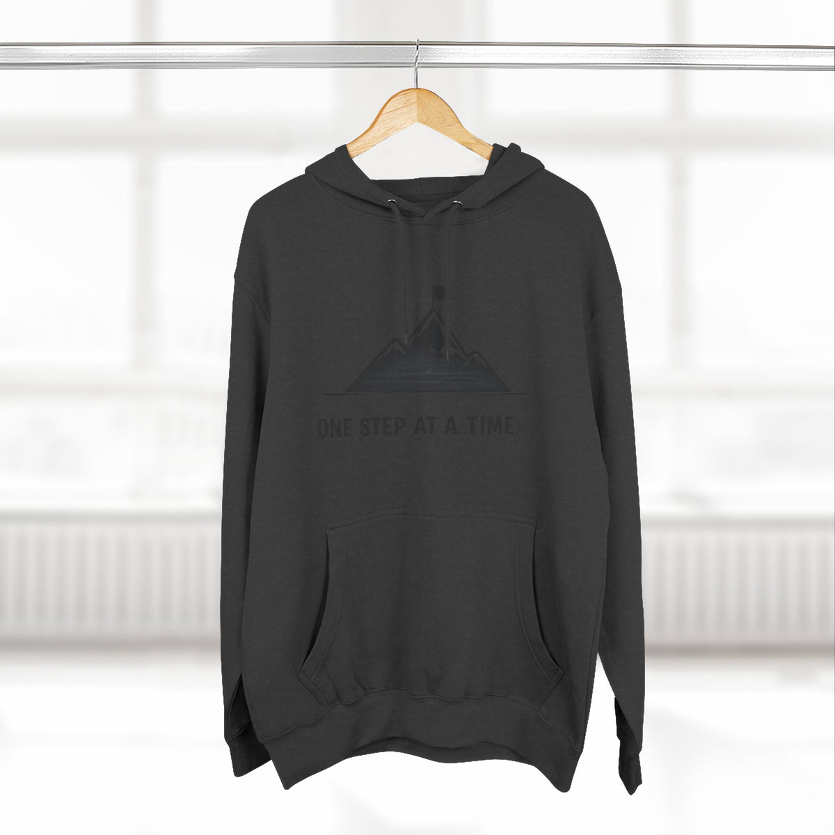 Hoodie - 'One Step at a Time' Mountain Graphic Fleece Hoodie