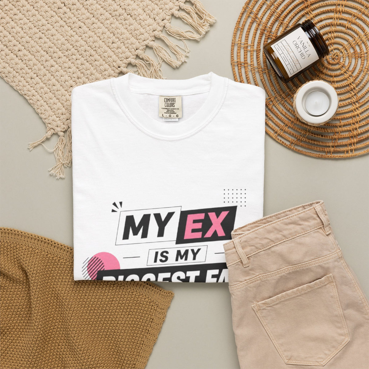 Funny Graphic T-Shirt — "My Ex Is My Biggest Fan" Retro Pink & Black
