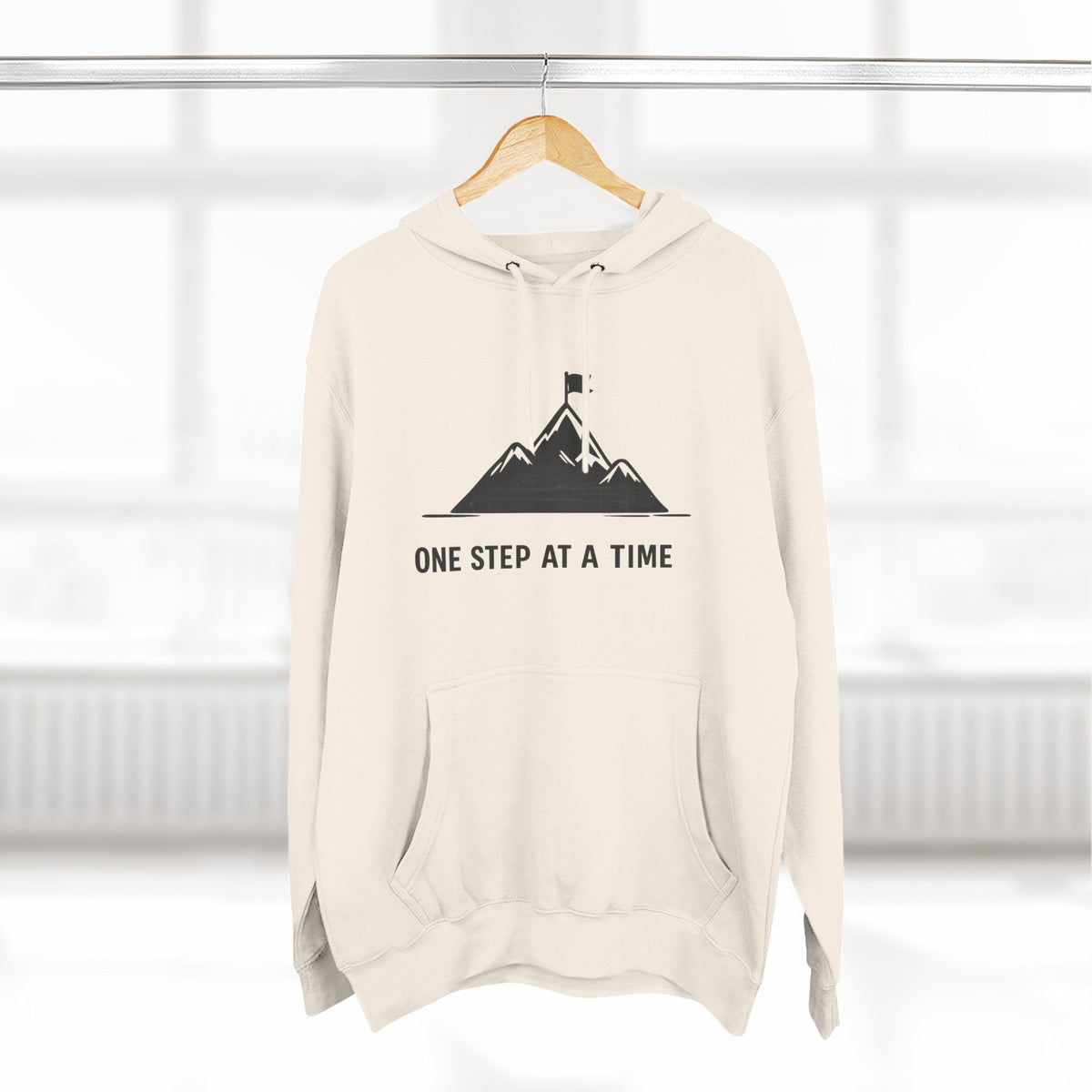 Hoodie - 'One Step at a Time' Mountain Graphic Fleece Hoodie