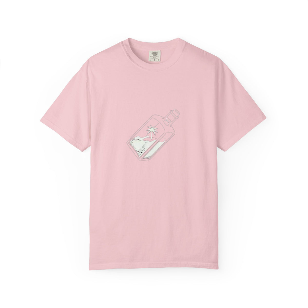 Pocket Island T‑Shirt — Minimal Bottle Isle Graphic Tee