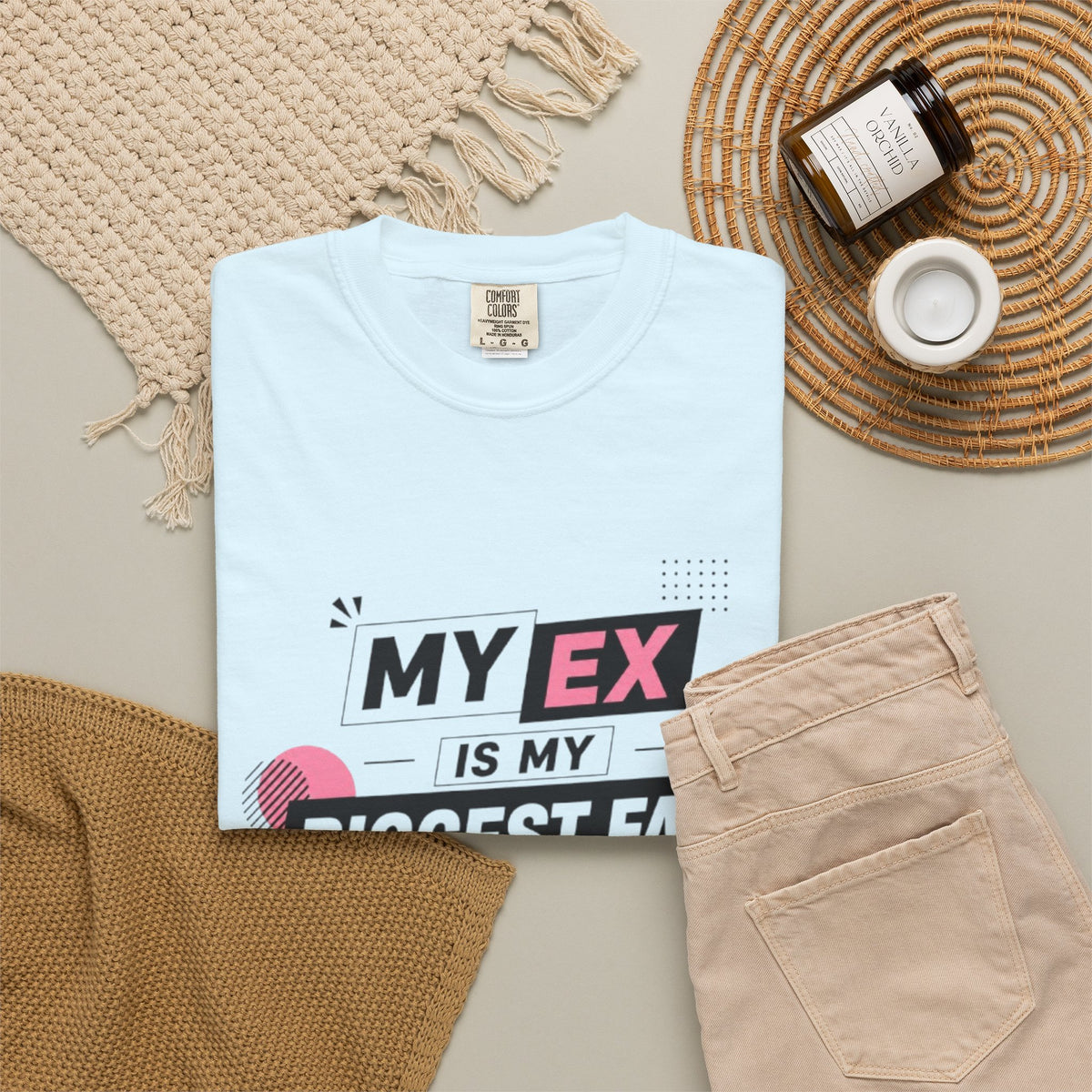 Funny Graphic T-Shirt — "My Ex Is My Biggest Fan" Retro Pink & Black