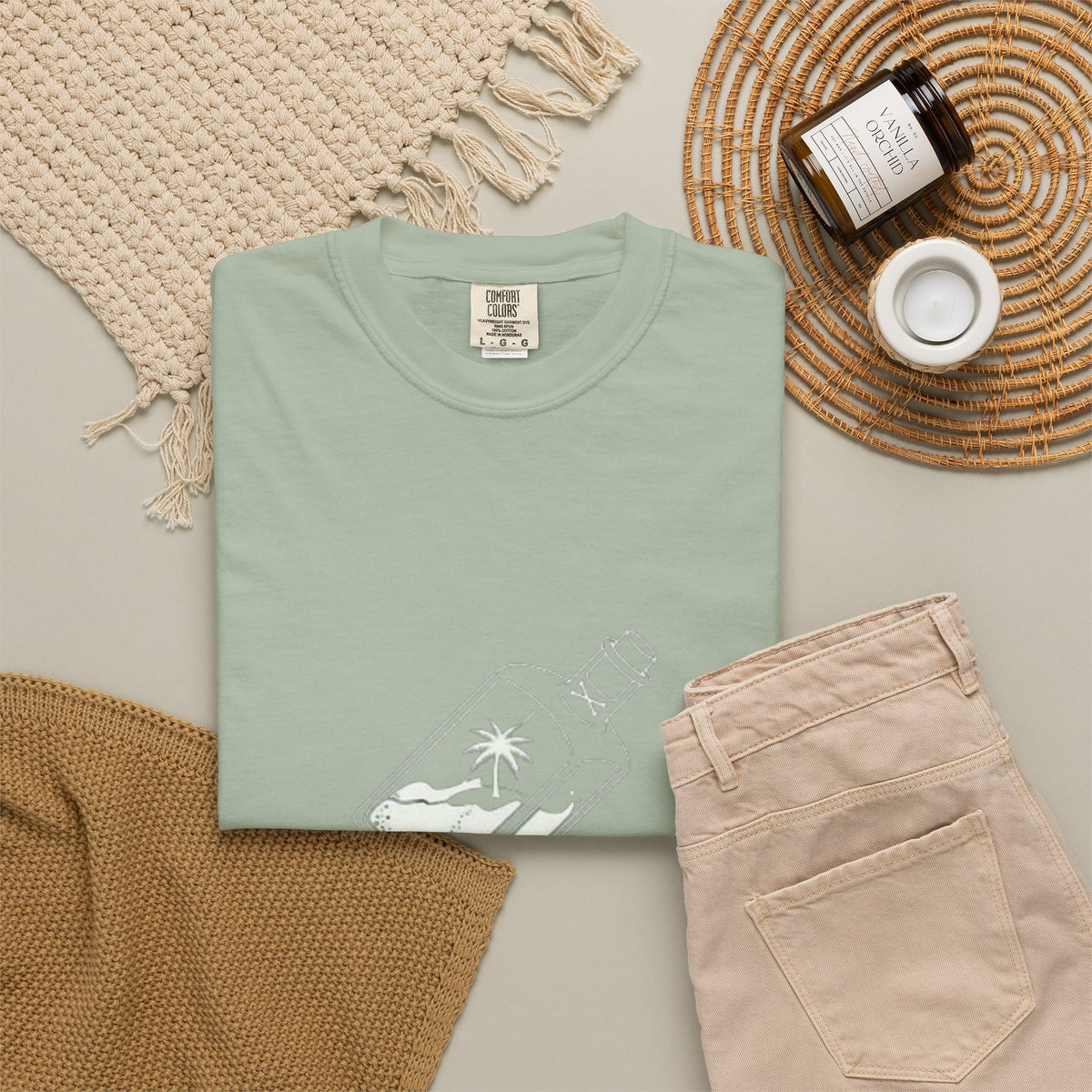 Pocket Island T‑Shirt — Minimal Bottle Isle Graphic Tee