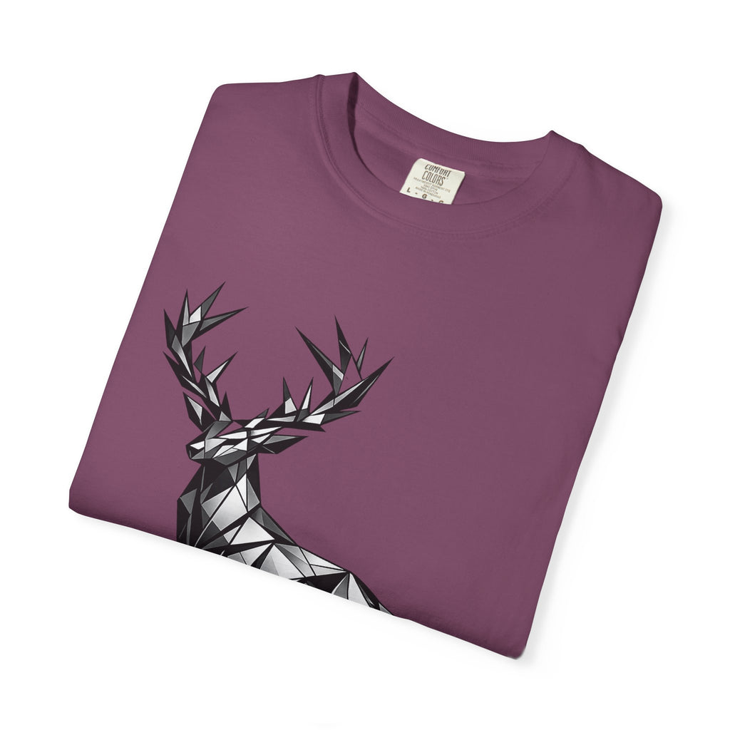 Geometric Stag T-Shirt — Black Polygon Deer Graphic Tee