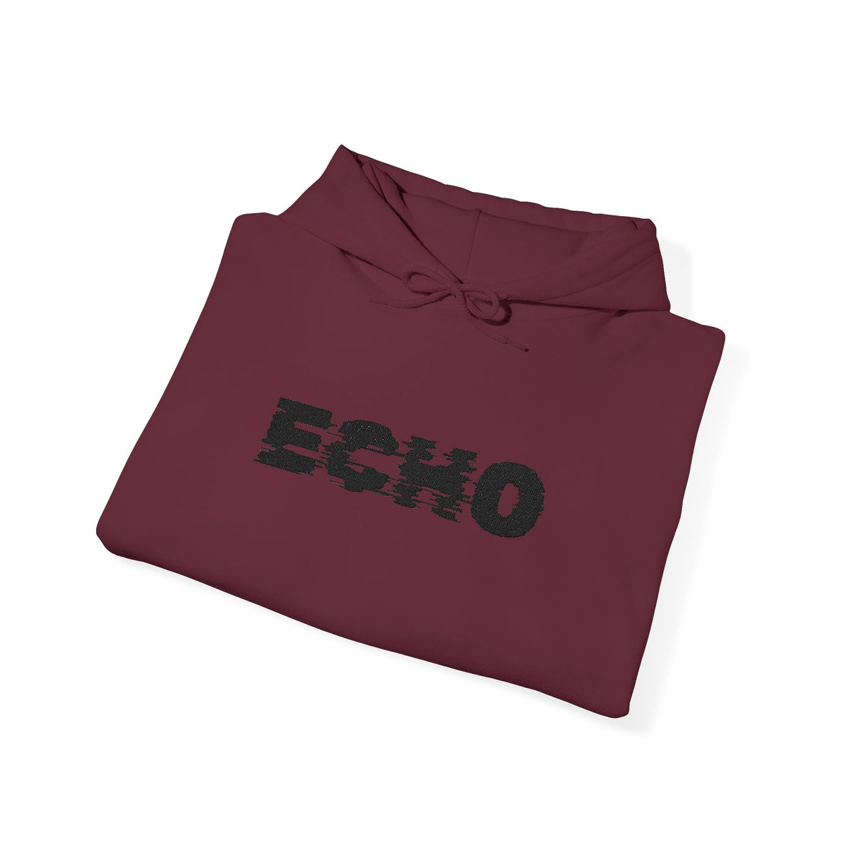 Echo Distressed Logo Hoodie — Retro Grunge Streetwear Pullover