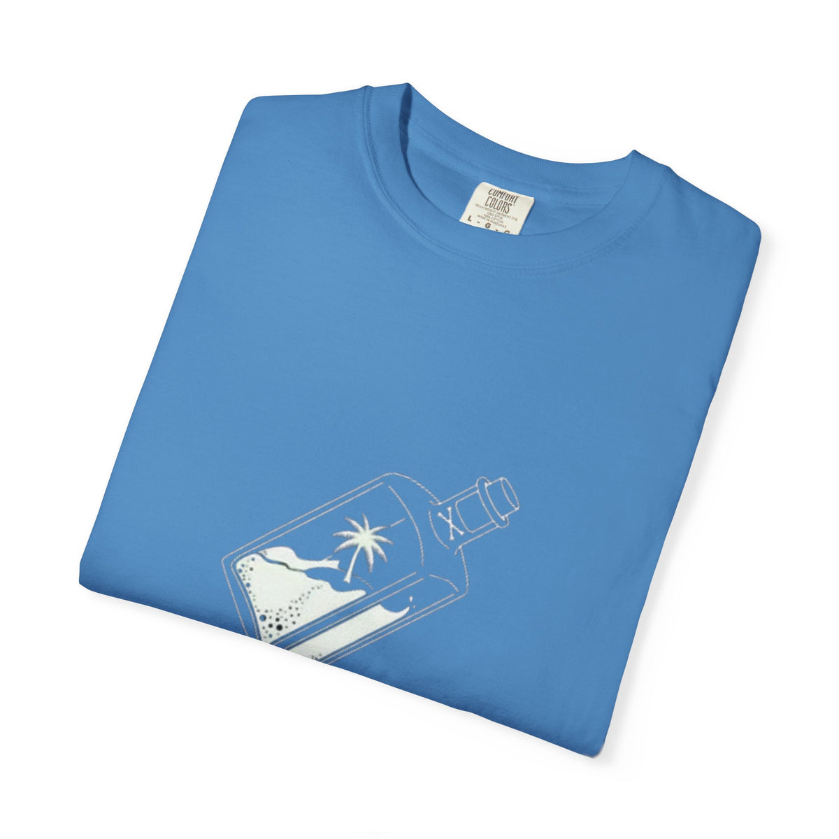 Pocket Island T‑Shirt — Minimal Bottle Isle Graphic Tee
