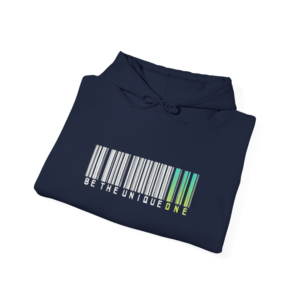 Unique One Barcode Hoodie — "Be the Unique One" Graphic Pullover