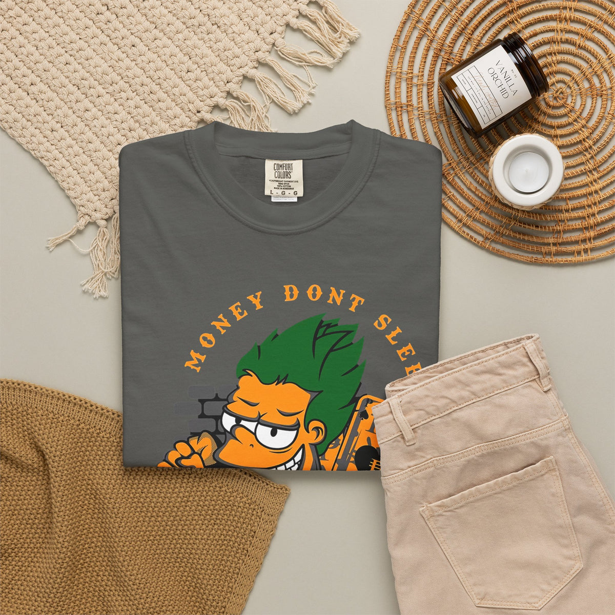 T-Shirt — 'Money Don’t Sleep' Cartoon Hustle Tee