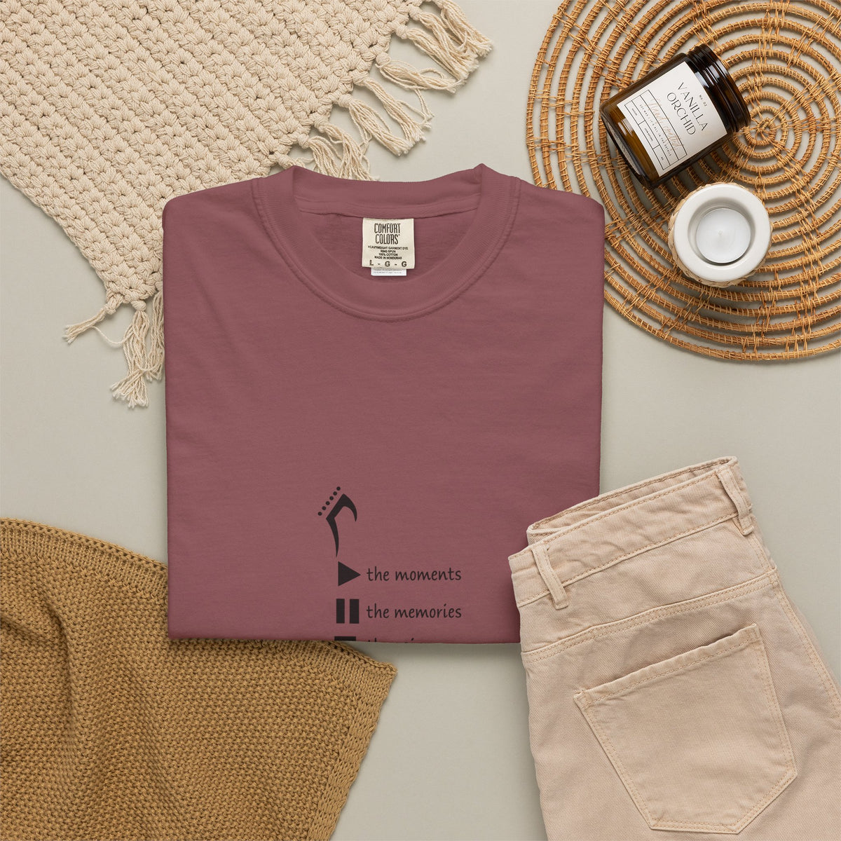 Guitar Silhouette Tee — "Our Moments, Our Memories, Our Music, Our Happiness"