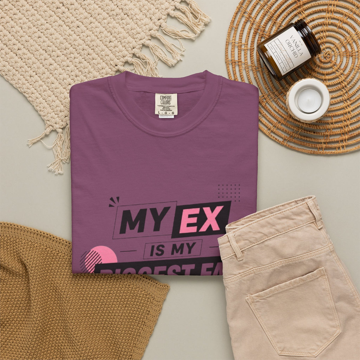 Funny Graphic T-Shirt — "My Ex Is My Biggest Fan" Retro Pink & Black